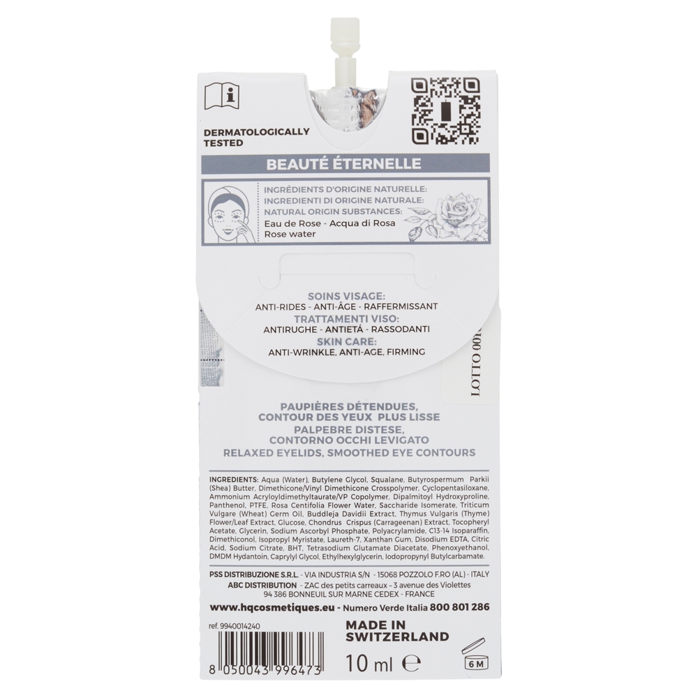 HQ Trattamento Contorno Occhi Levigante e Ristrutturante all'acqua di Rosa 10 ml